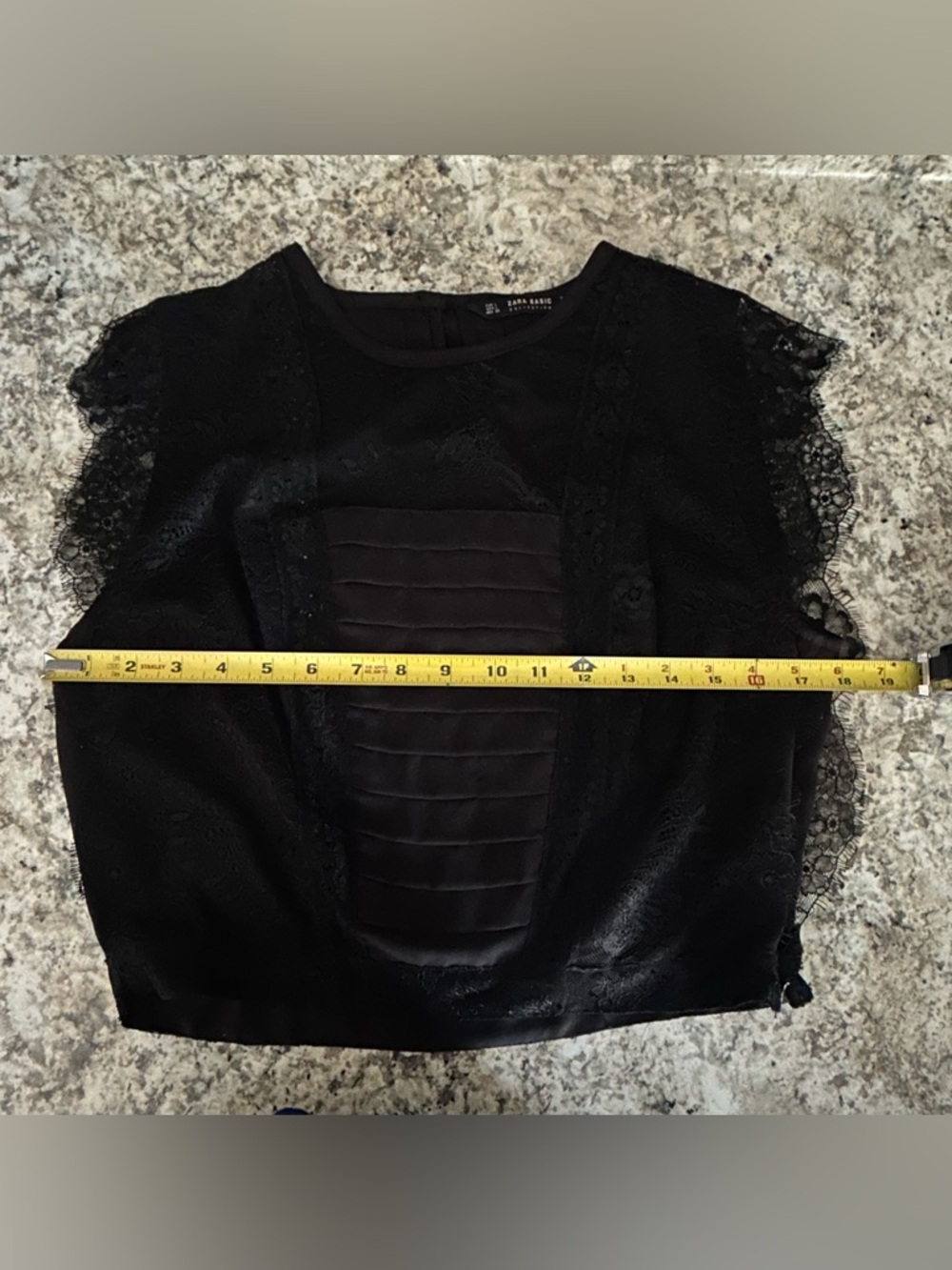 Zara Basic Collection Black Crop Top Lace Details Romantic Sheer Chic Size L - Picture 9 of 10